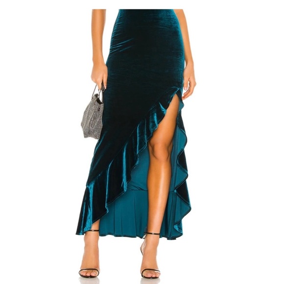 Ayla Lovers and Friends Teal Velvet Women's dress - Picture 3 of 4